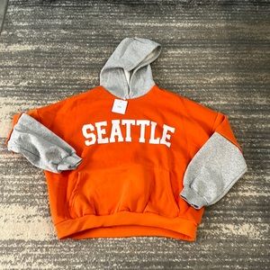 NWT Adika Seattle Orange and Gray Hoodie Size Small